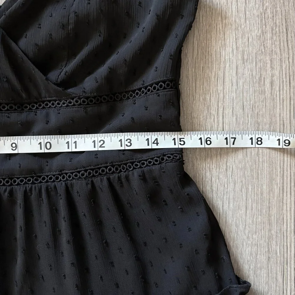 Altar'd State Sheer Dot Lined Black Mini Dress Womens Large Whimsigoth Babydoll - Picture 6 of 13